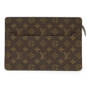 LOUIS VUITTON Authentic Brown Monogram Pochette Clutch Bag
